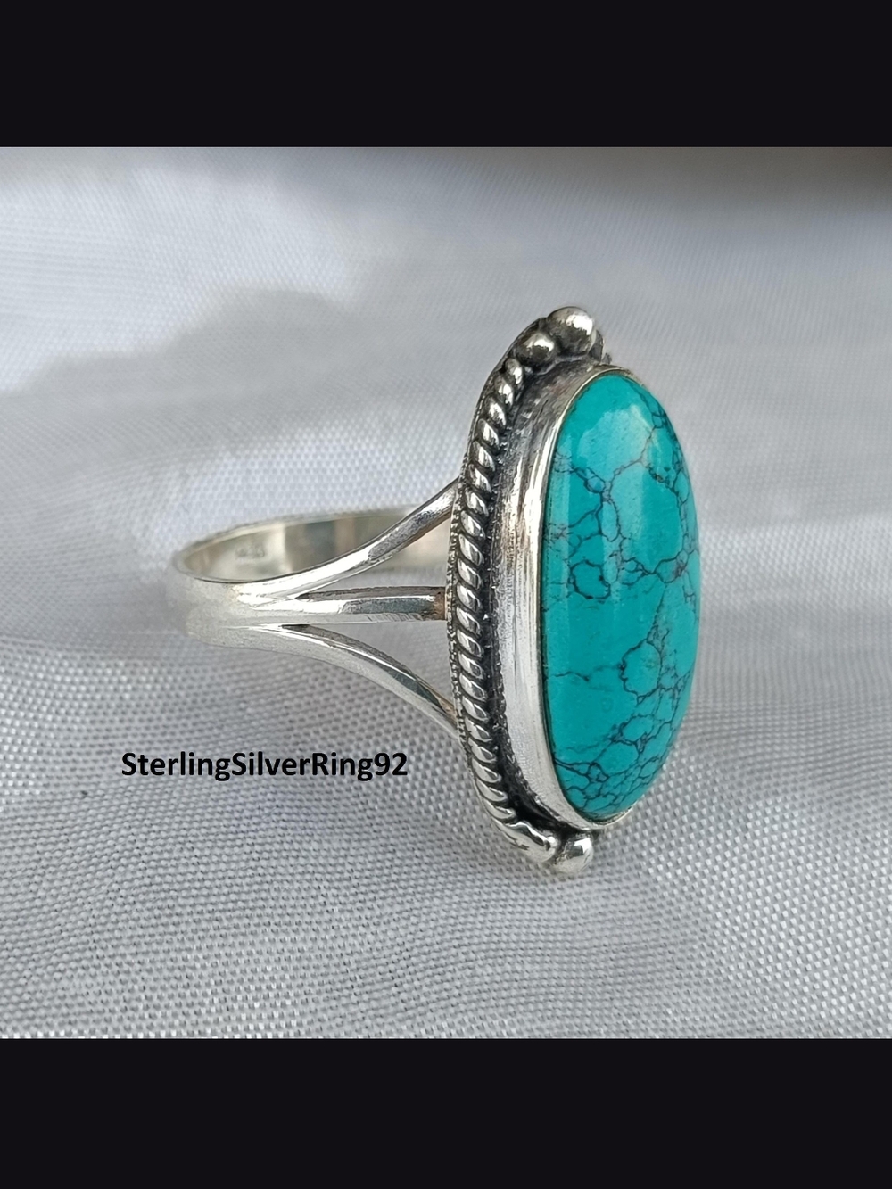 Dainty Oval Cut Turquoise Ring Sterling Silver 925 Ring~ Handmade Ring. New